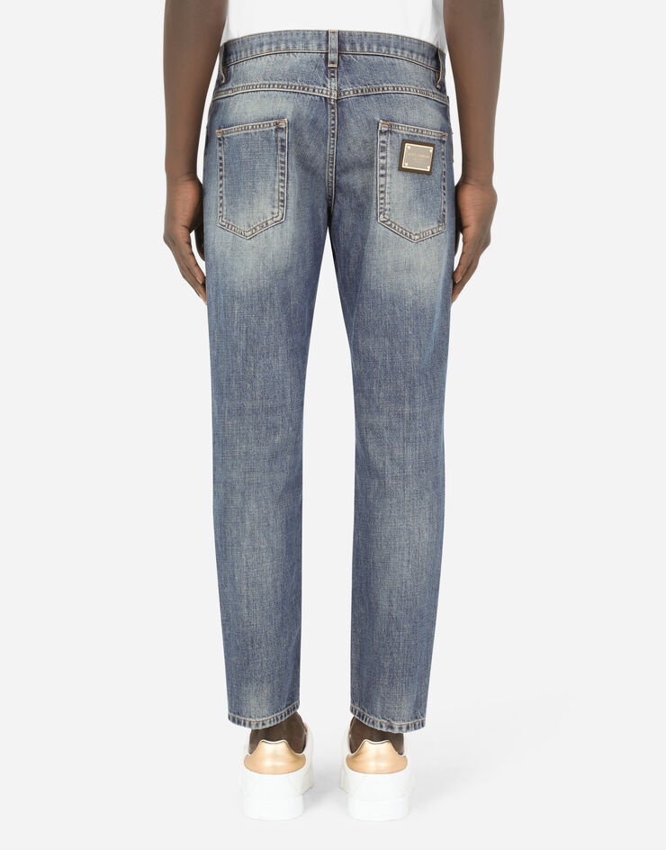 Loose blue wash jeans with crystals - 3