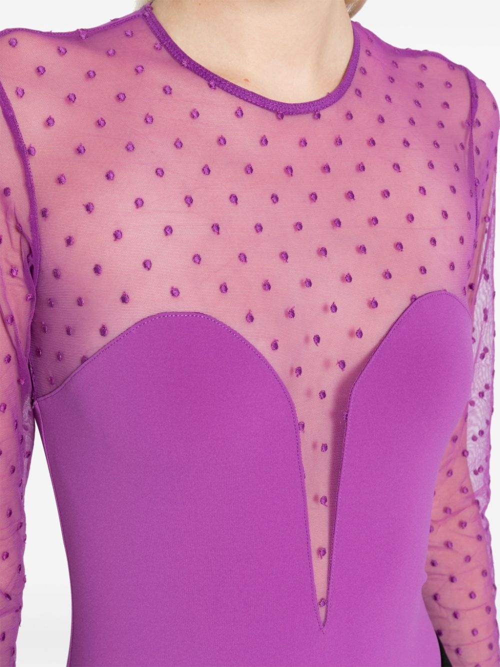 panelled long-sleeve mesh bodysuit - 5
