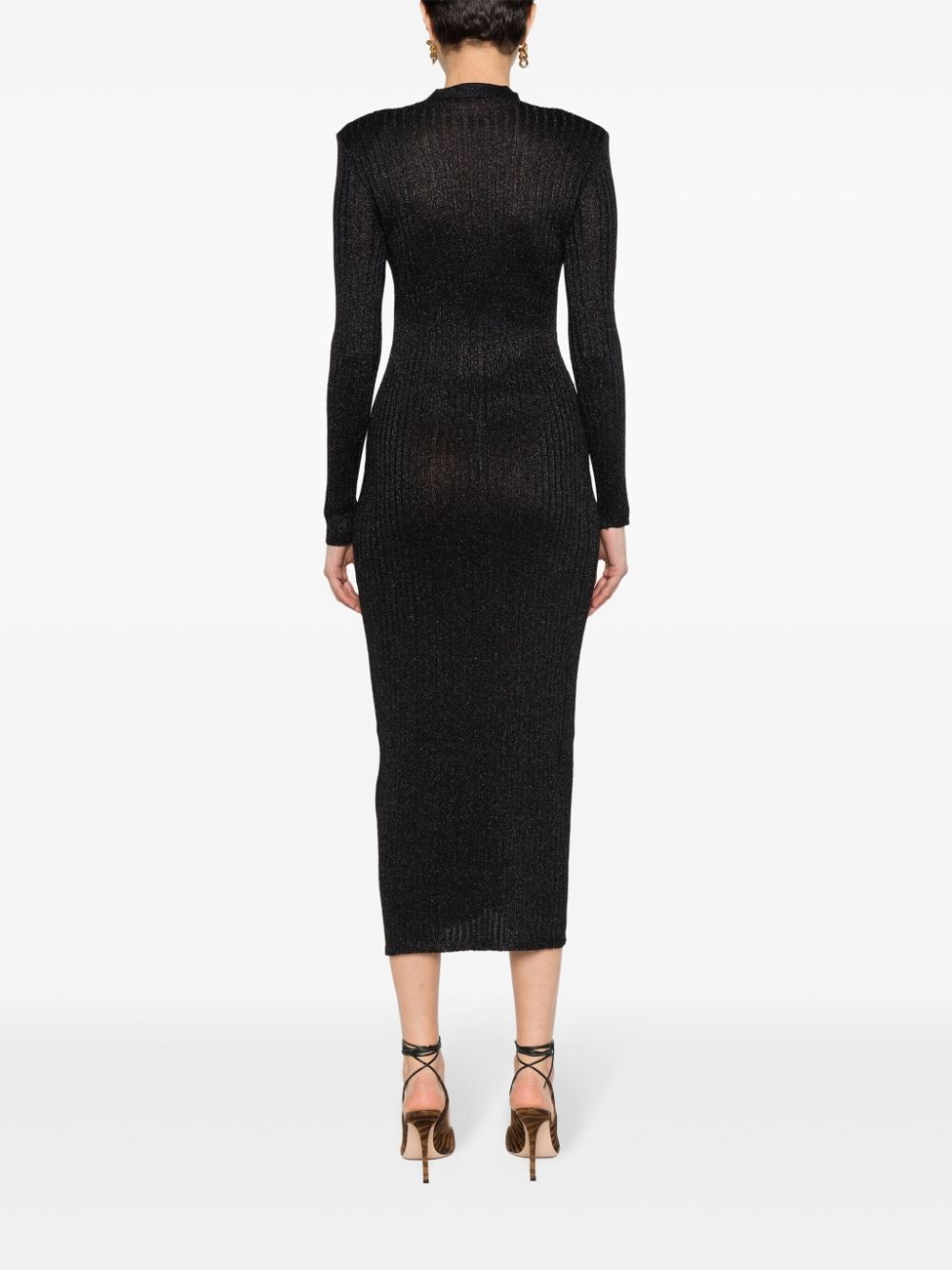 metallic-threading knitted maxi dress - 4