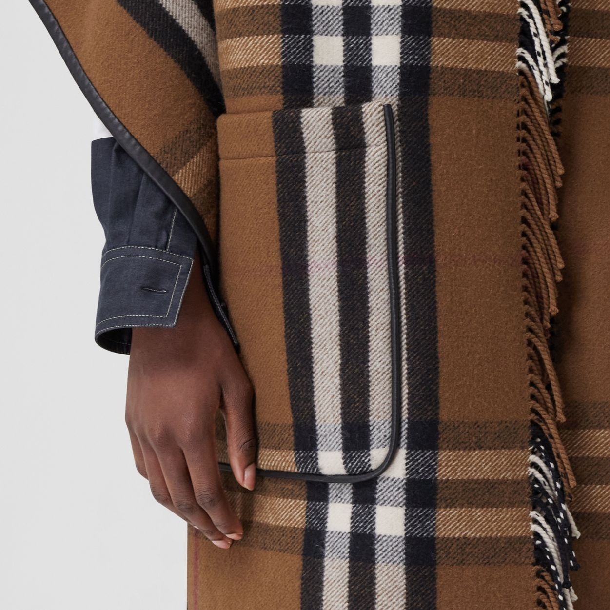 Check Wool Cashmere Cape - 5