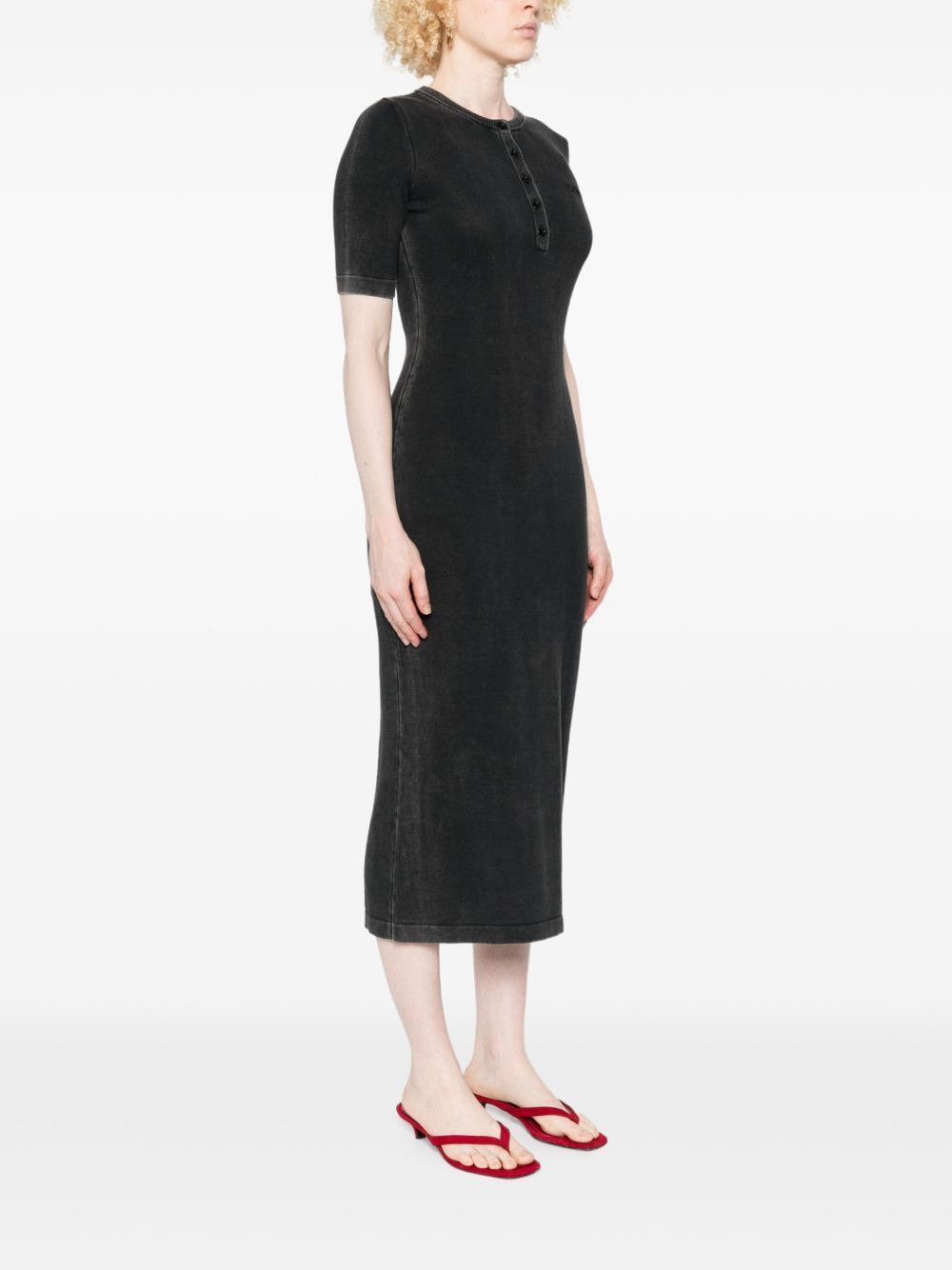 button-fastening short-sleeve dress - 3