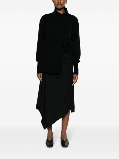 Yohji Yamamoto asymmetric draped midi skirt outlook