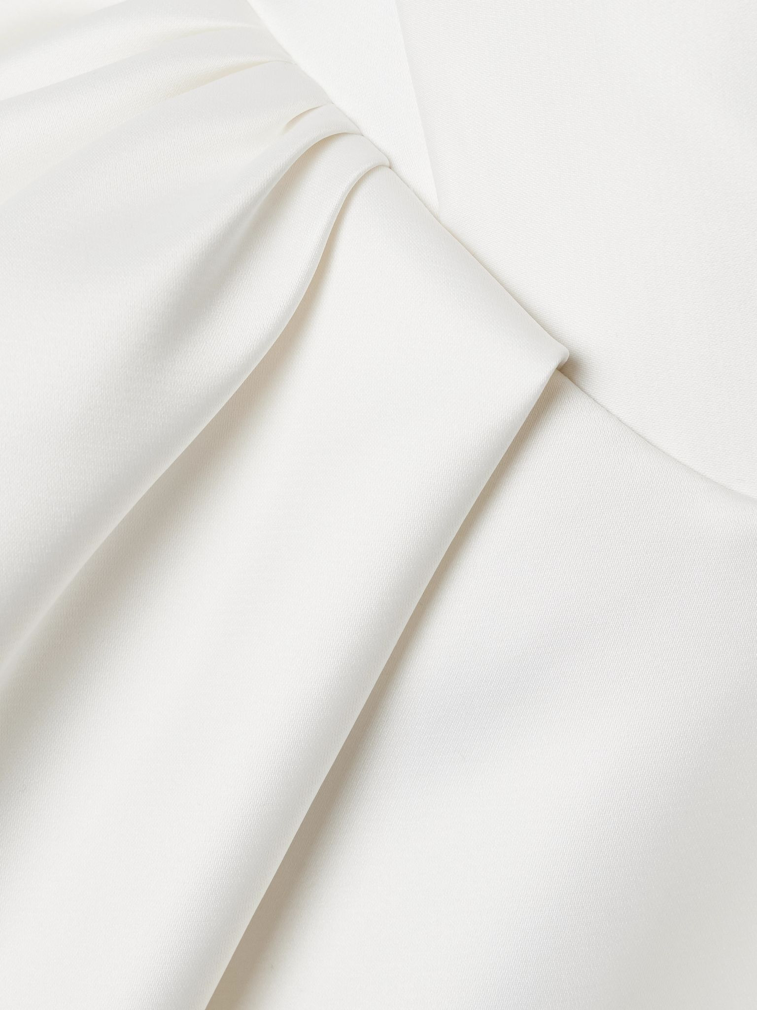 Bagatelle off-the-shoulder gathered duchesse silk-satin mini dress Off-white - 4