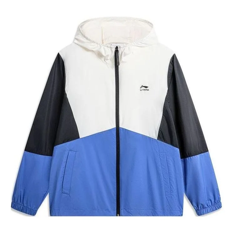 Li-Ning Color Block Windbreaker 'White Black Blue' AFDU363-5 - 1