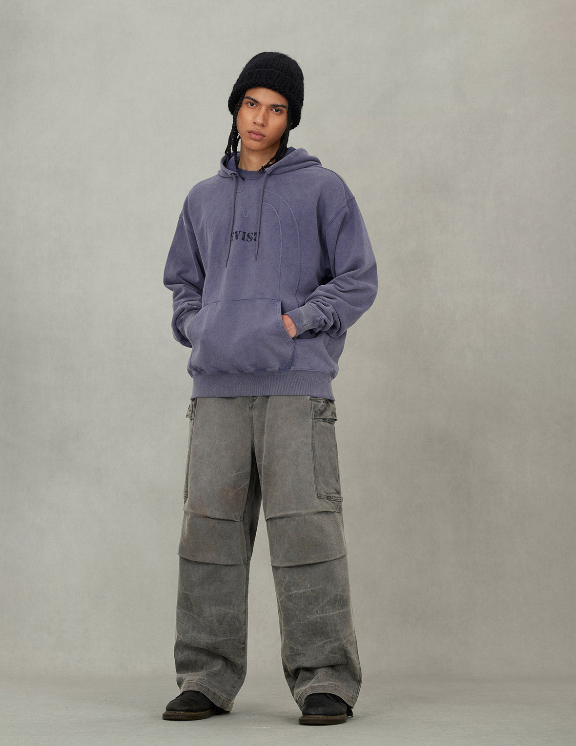Heavy Washed Daicock Embroidery Regular Fit Hoodie - 5