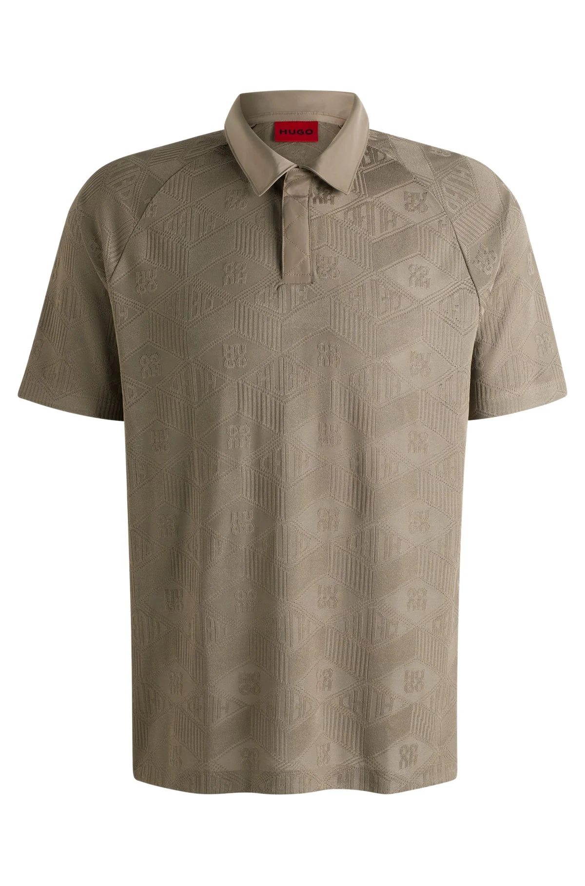 LOGO-PATTERN POLO SHIRT WITH CONTRAST PLACKET - 1