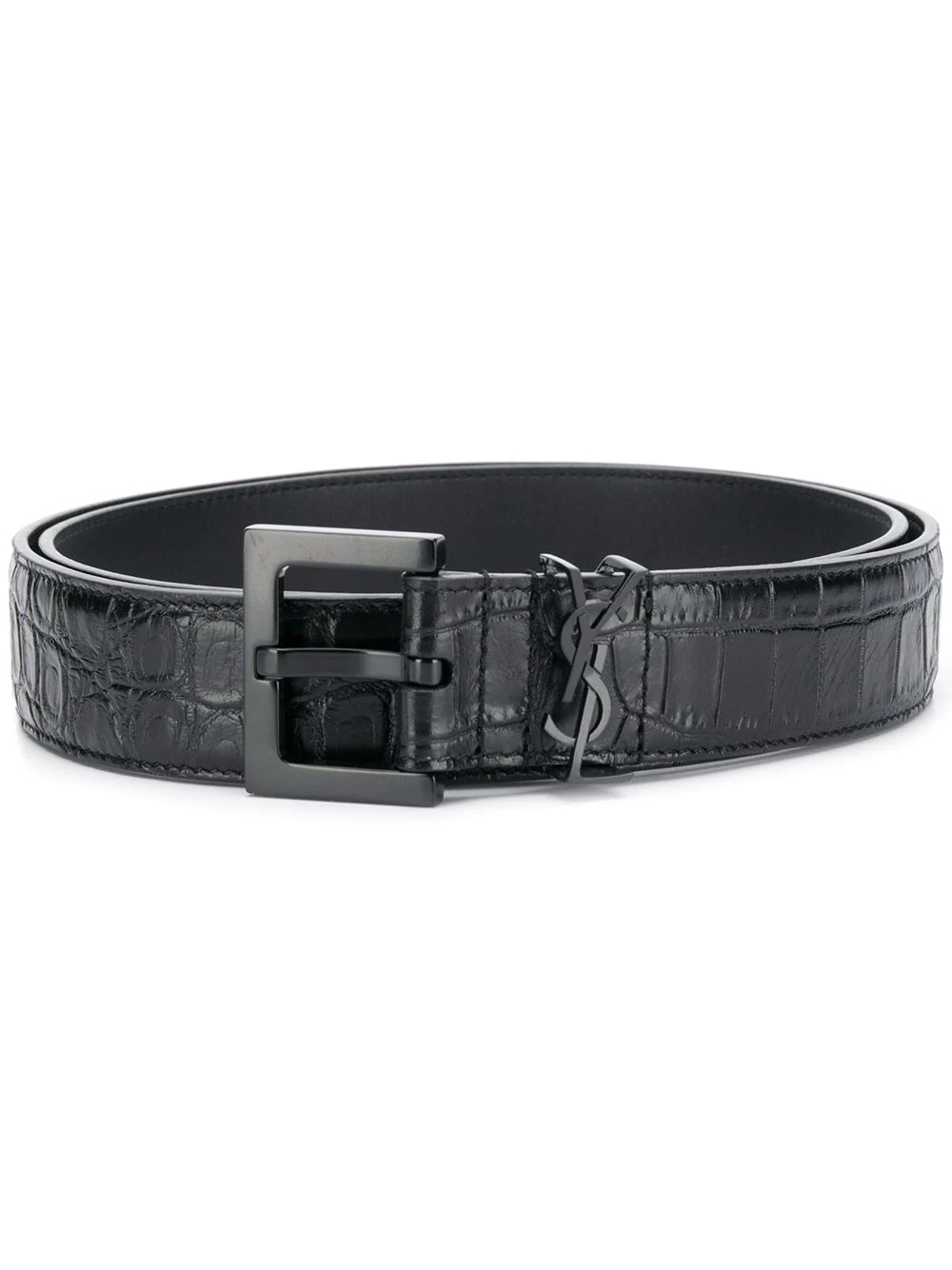 crocodile effect logo plaque belt - 1