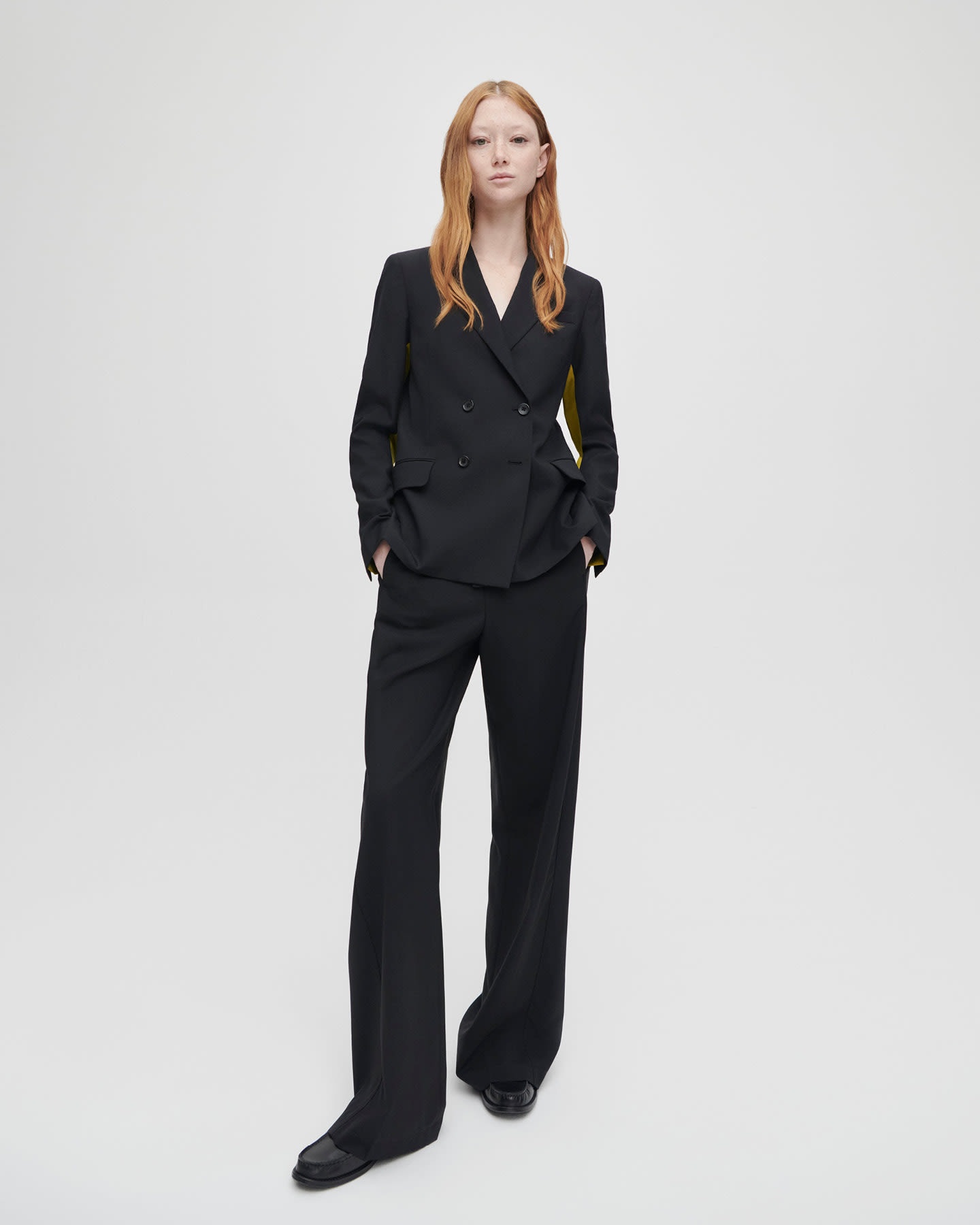 Black Double Breasted Contrast Blazer - 5