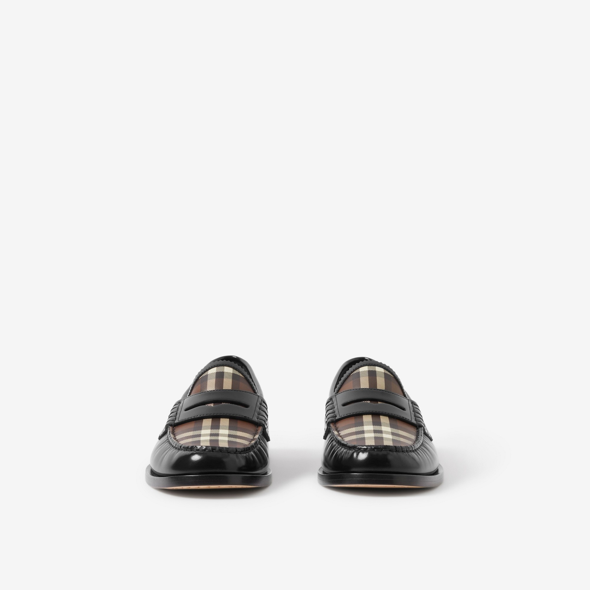 Check Panel Leather Penny Loafers - 2