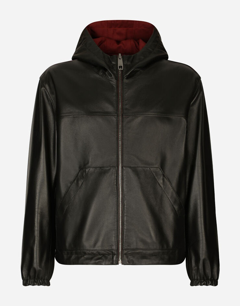 Reversible stretch wool and leather jacket 1