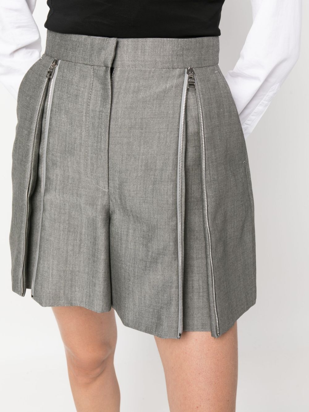 zip-detail wool mini shorts - 5