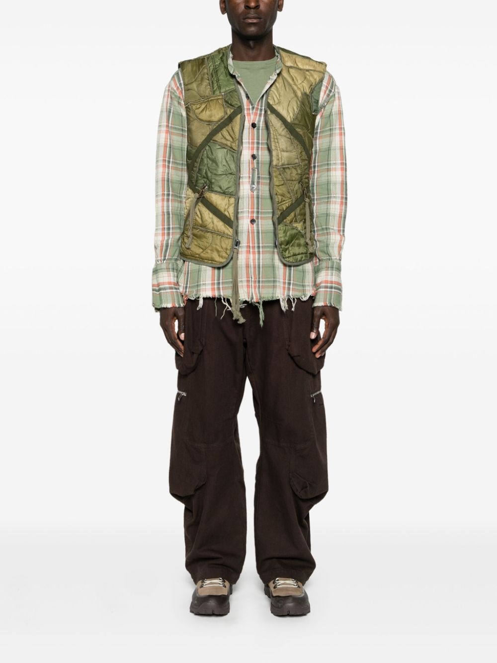patchwork padded gilet - 2