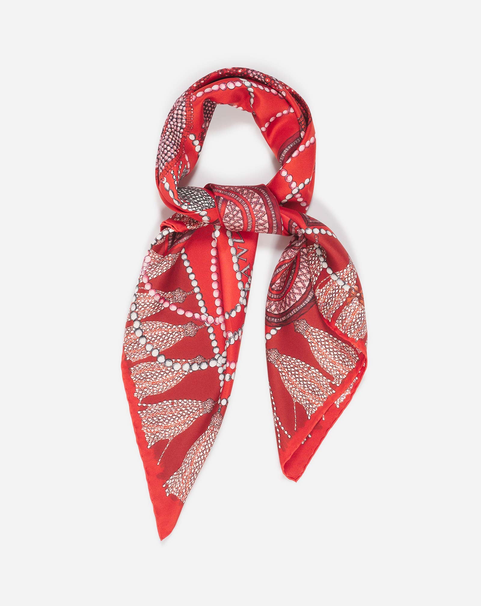 SILK SCARF WITH CURB LACES PRINT - 2