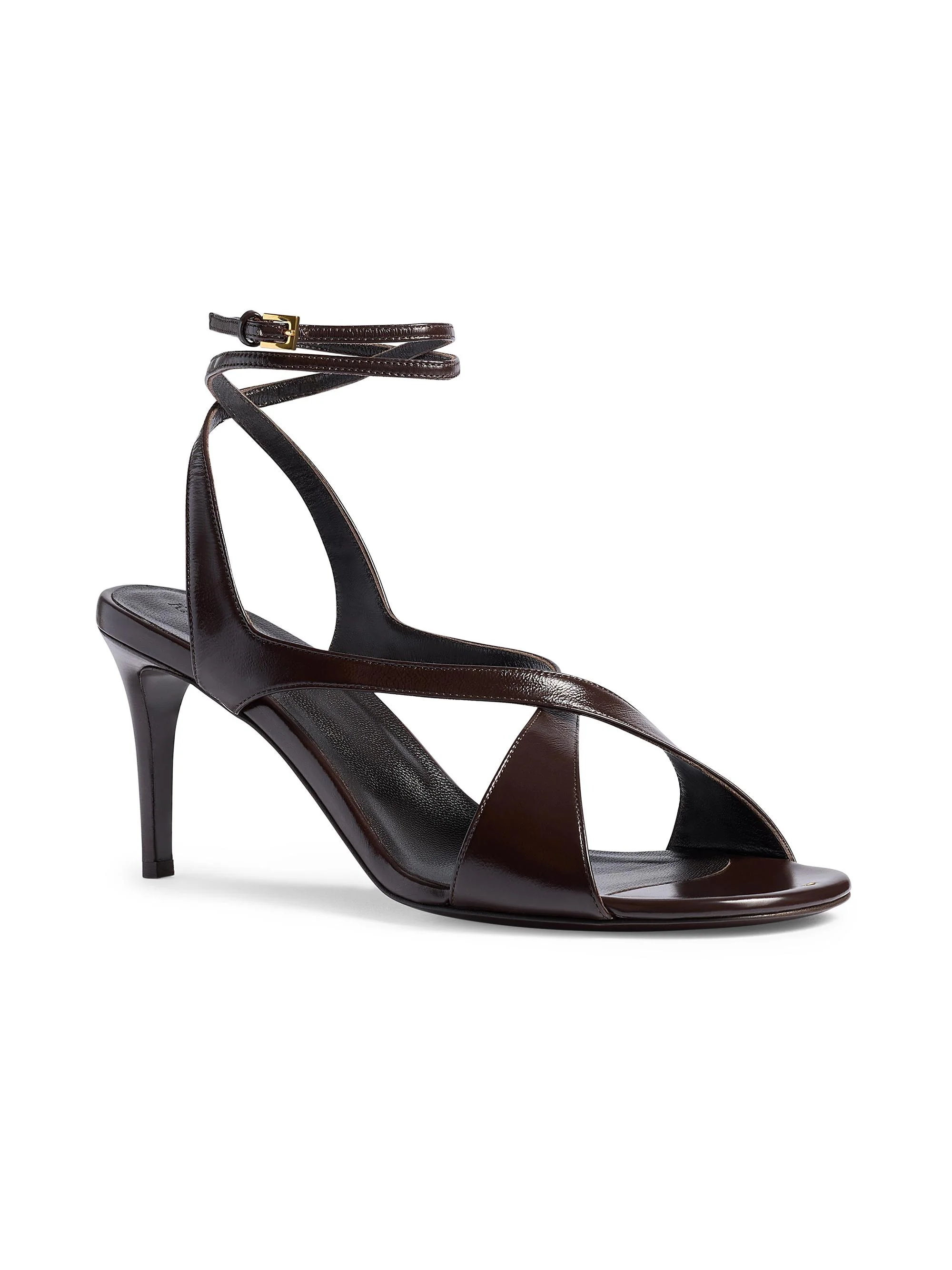 Women's Liria 75MM Strappy Leather Sandals - Dark Brown - 1