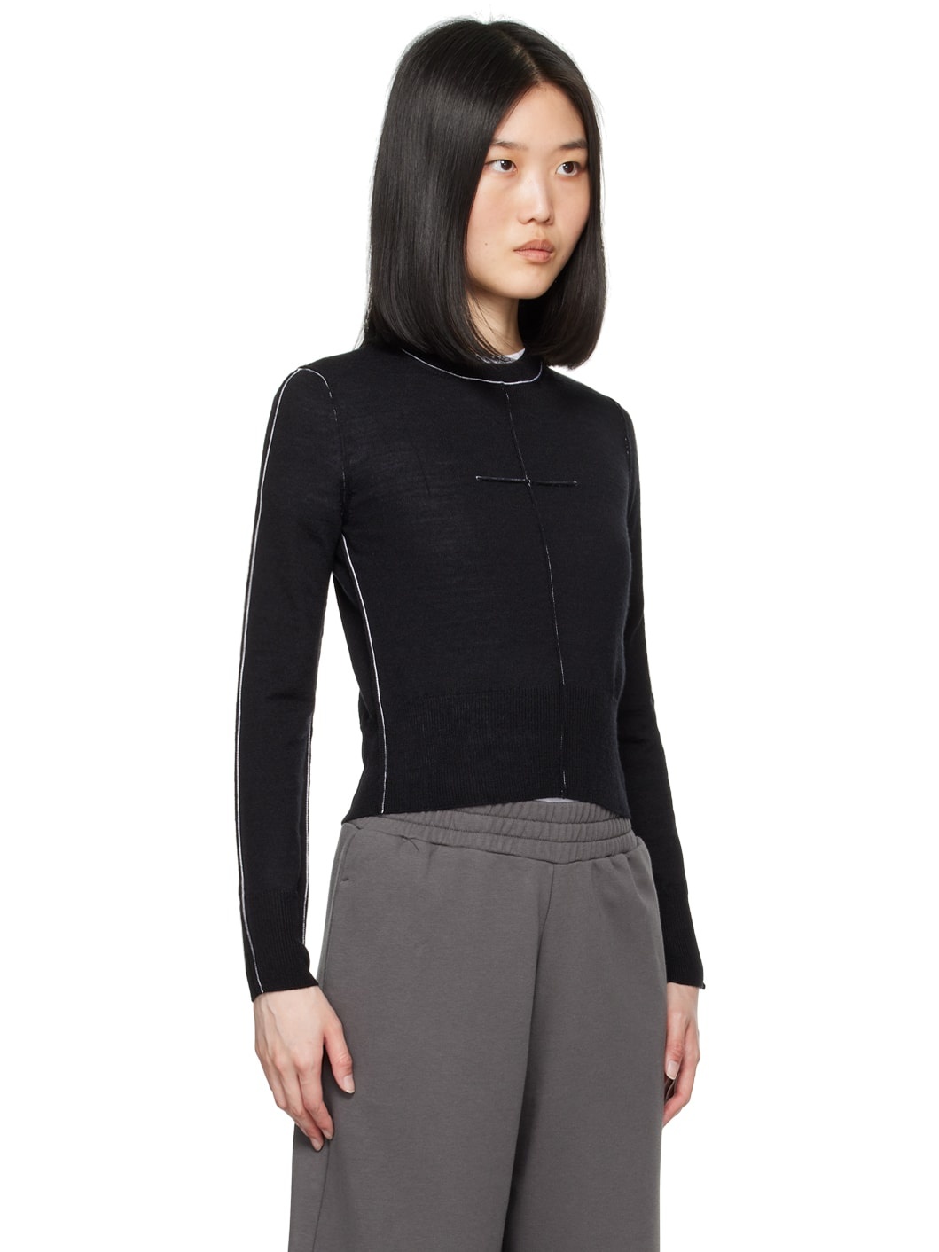 Black Inverted Seam Sweater - 2
