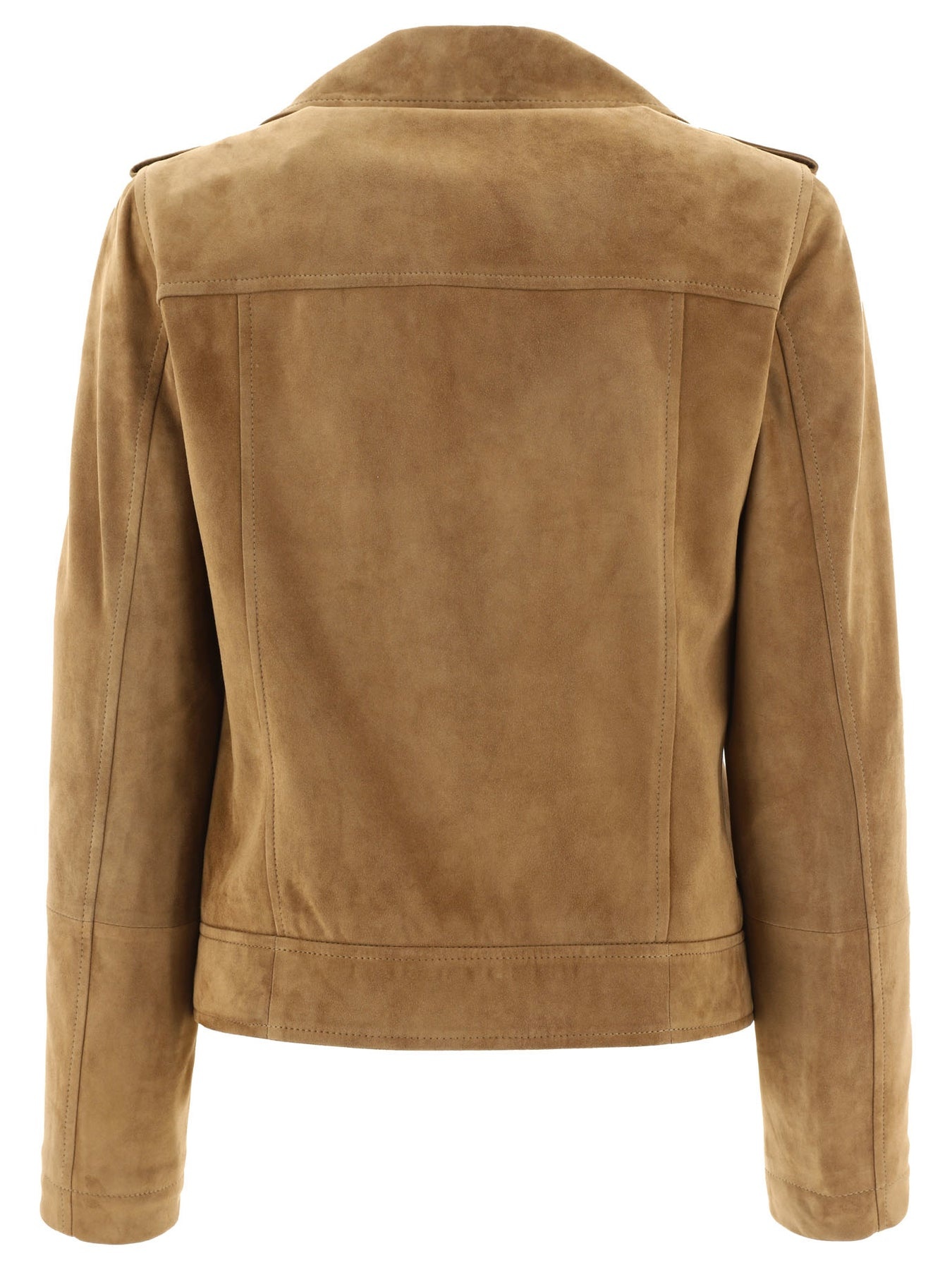 Suede Biker Jacket With Monili Jackets Brown - 2