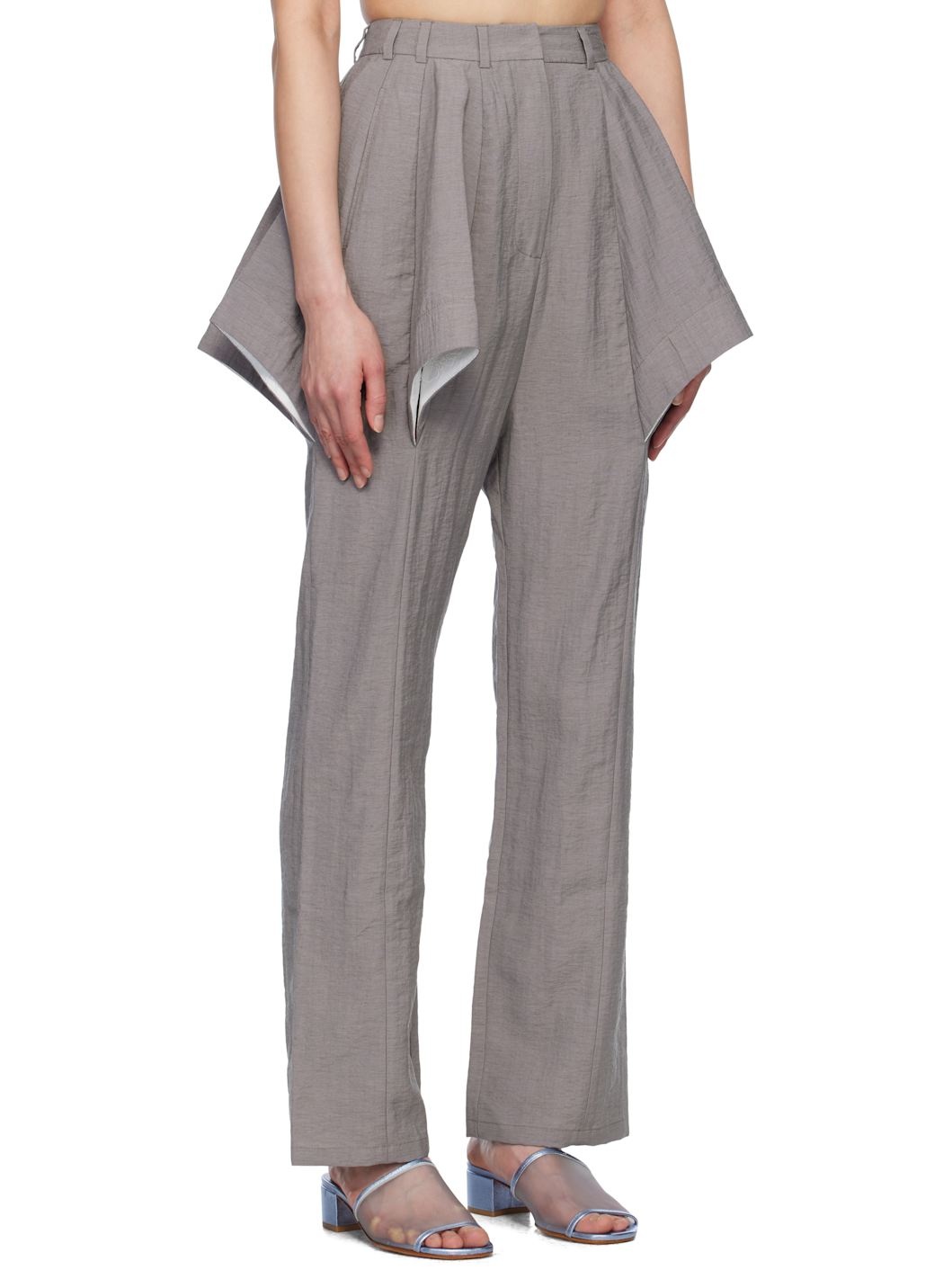 Gray Lazzat Sculptural Trousers - 2