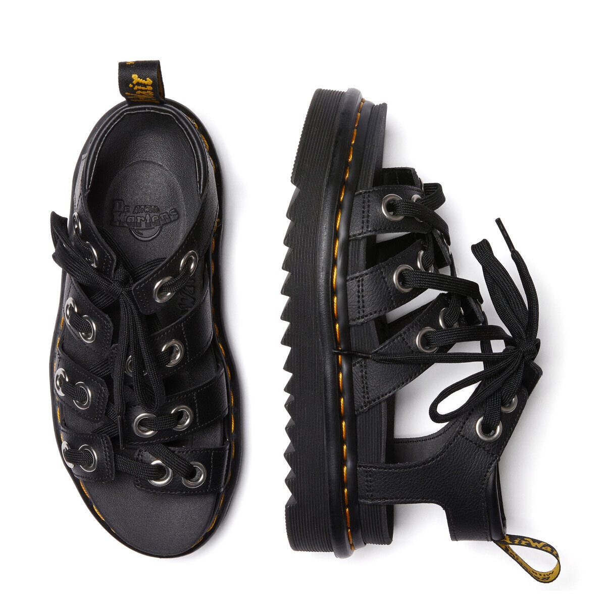 Dr. Martens Blaire HDW Lace-up Sandals in Black | hervia