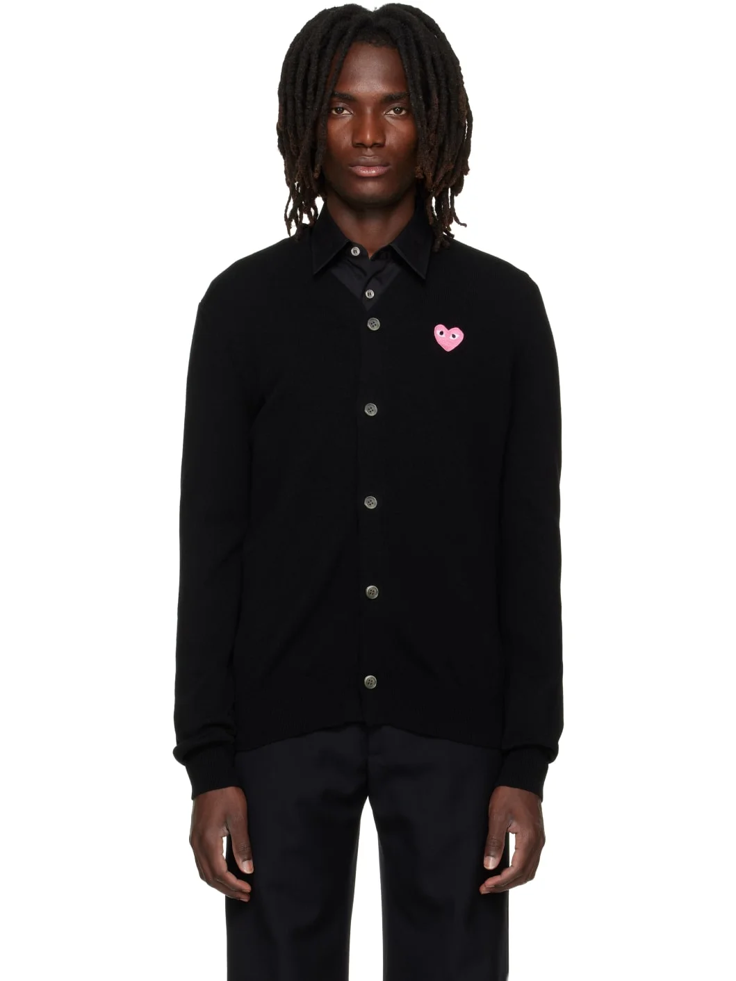 Black Heart Emblem V-Neck Cardigan - 1