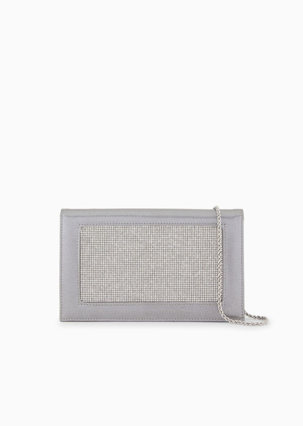 Rhinestoned silk clutch bag with rhinestoned shoulder strap - 1