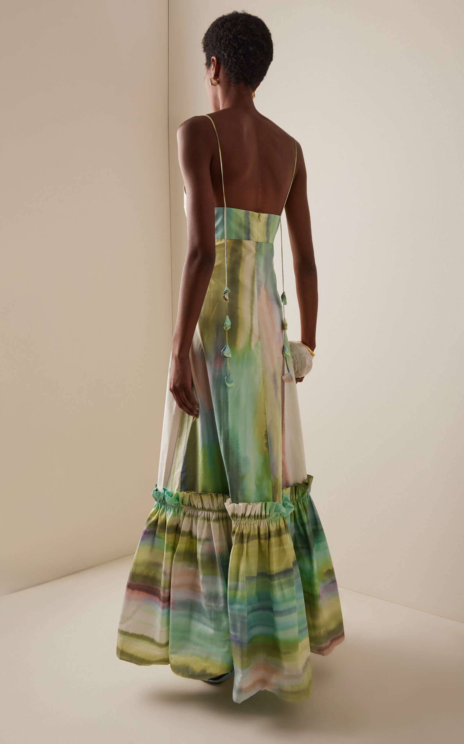 Danelle Printed Cotton-Blend Maxi Dress green - 4