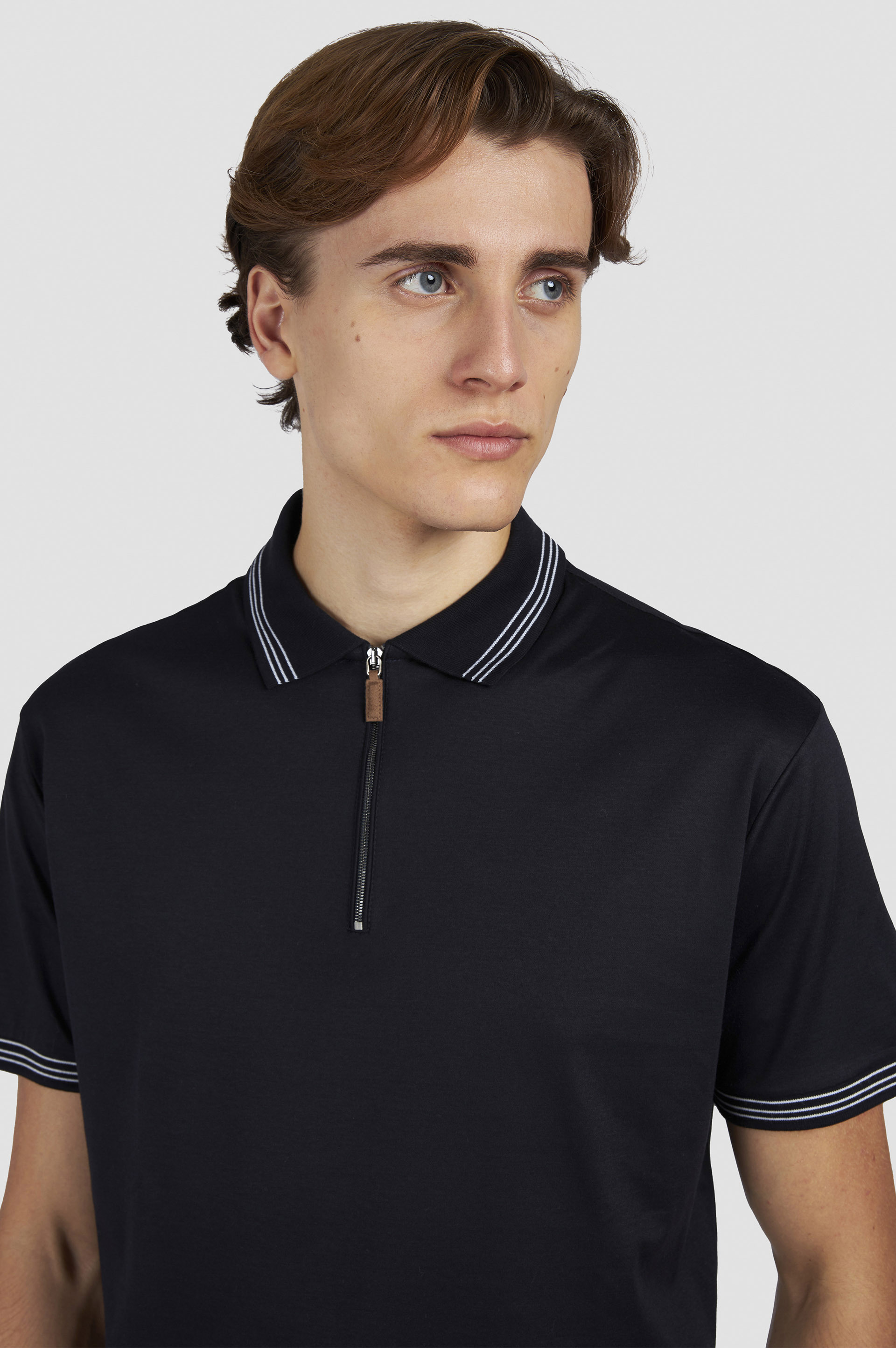 X-SOFT INTERLOCK COTTON POLO SHIRT WITH STRIPED PROFILES - 4