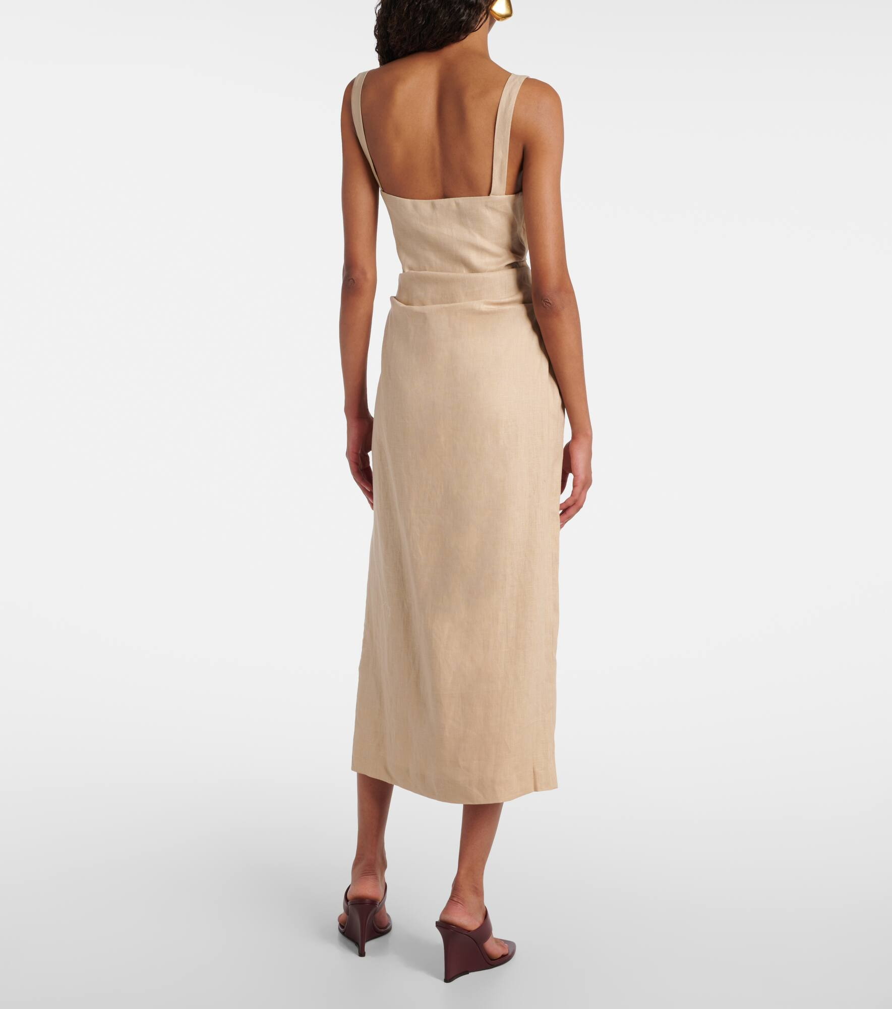 Moretti cutout linen midi dress - 3