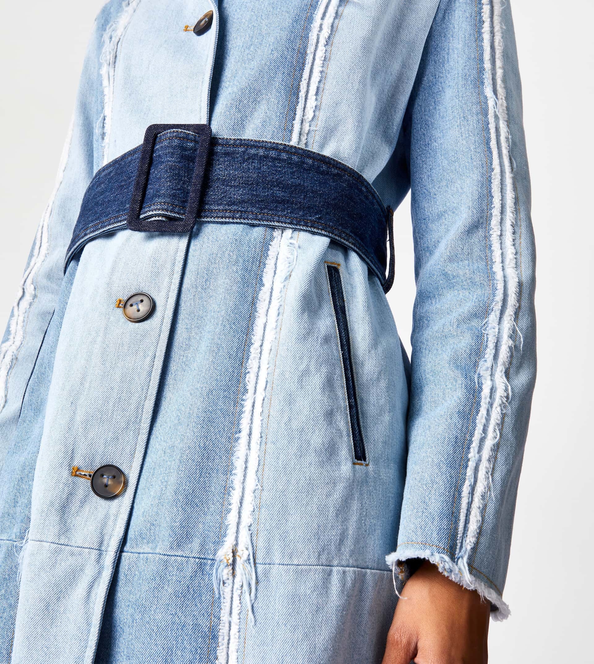 TRENCH COAT IN DENIM - BLUE, LIGHT BLUE - 5