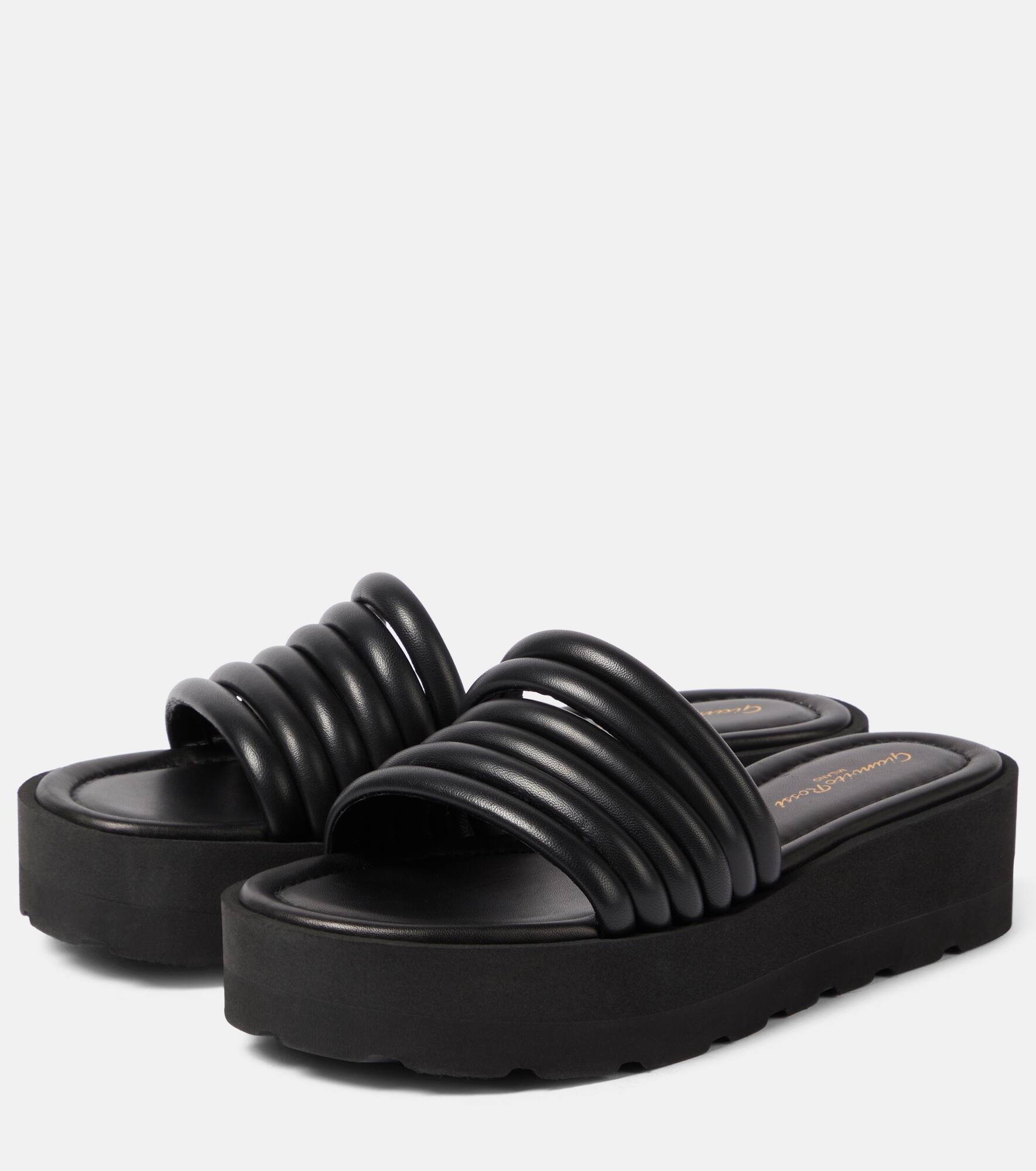 Leather platform sandals - 5
