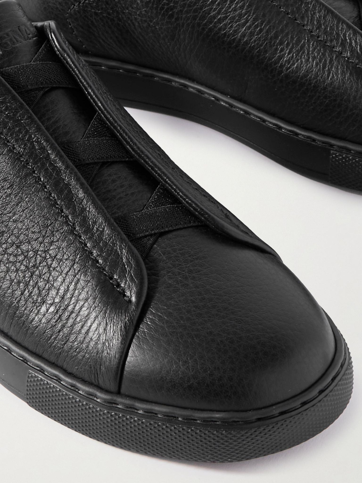 Triple Stitch™ Full-Grain Deerskin Slip-On Sneakers Black - 6