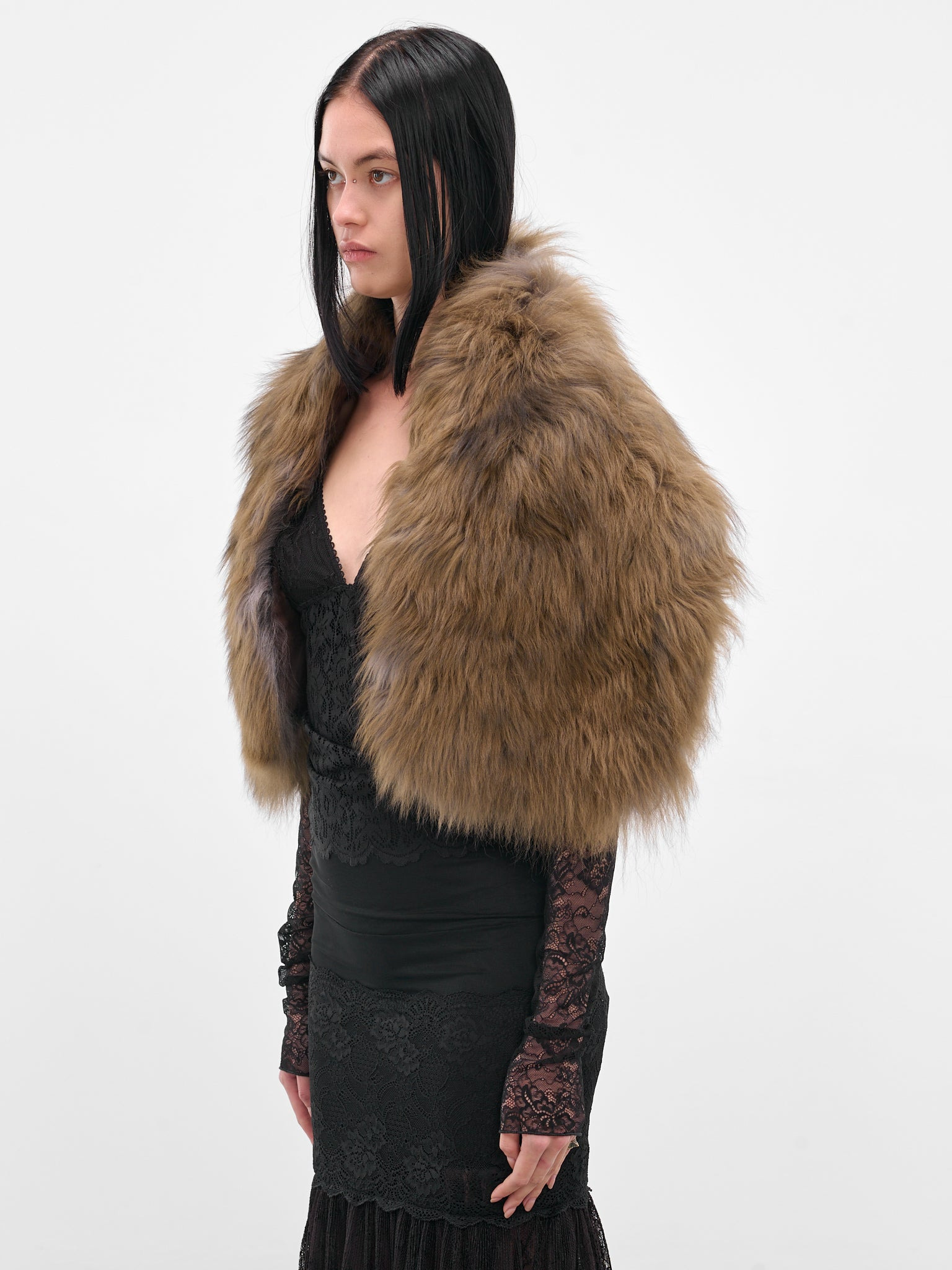Brown Lamb Fur Stole - 2
