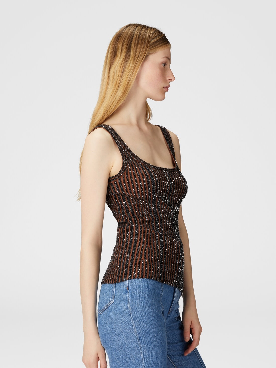 Ribbed tank top with sequins - 4