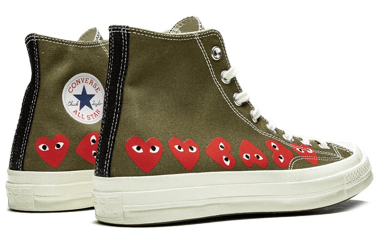 Converse x COMME des GARCONS PLAY Chuck 70 Hi Multi Heart 'Khaki' 162973C - 4
