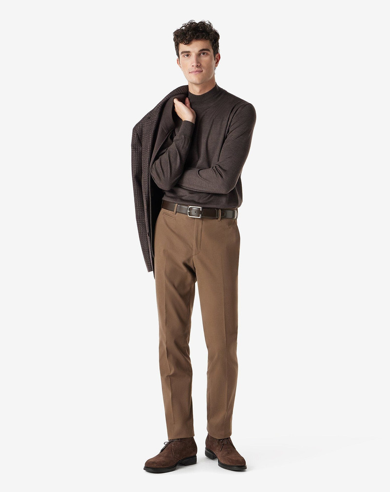 CORNELIANI Brown cotton gabardine and cashmere trousers outlook