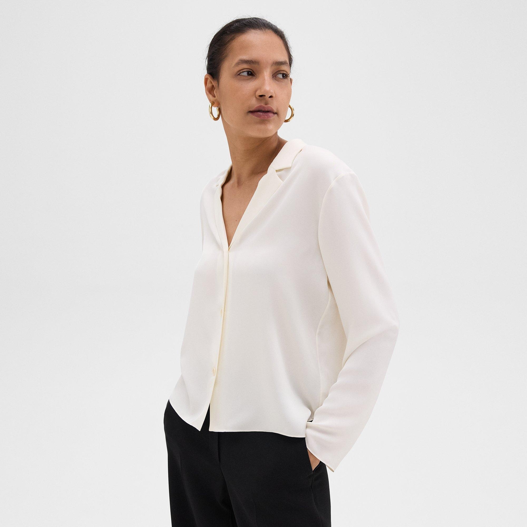 Notched Lapel Blouse in Silk Georgette - 2