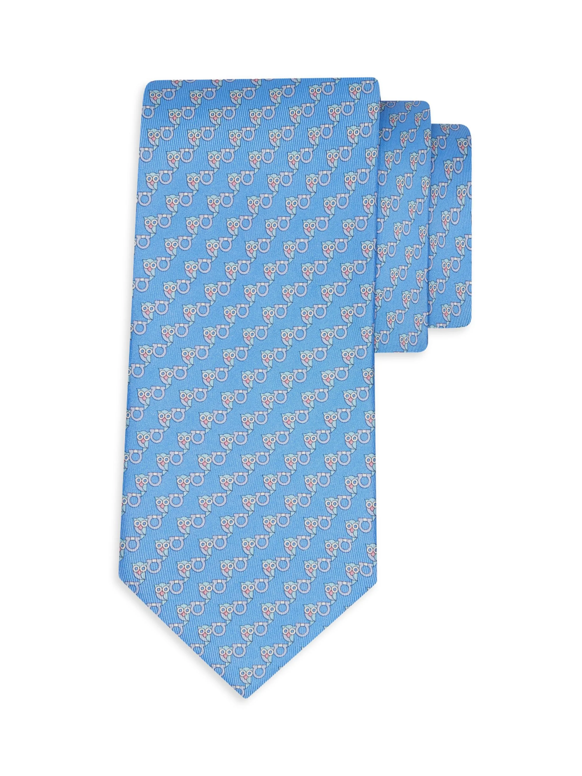 Men's Owl Gancio Silk Tie - Azzurro - 1