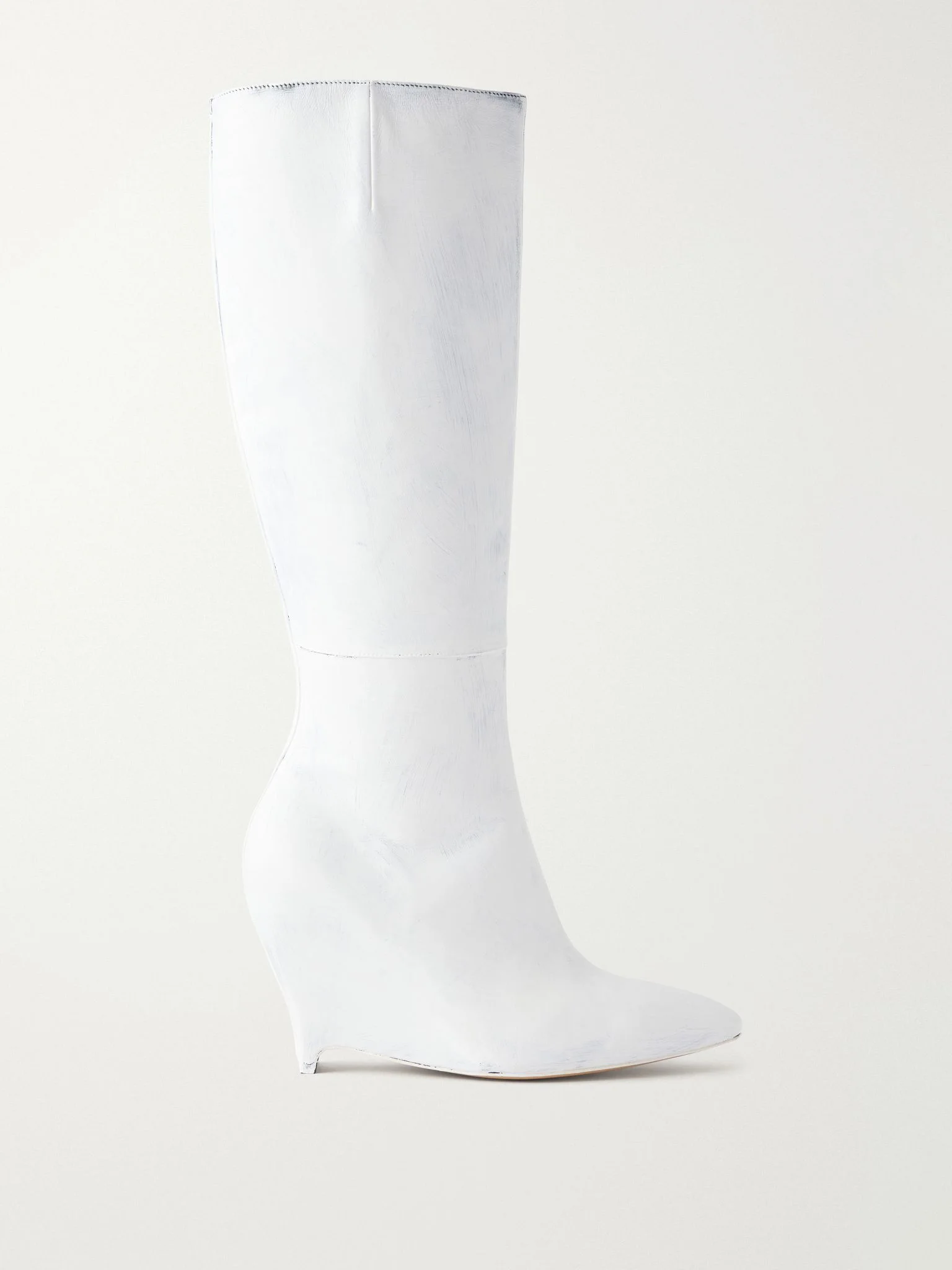 Heel-Less painted leather knee-high boots Off-white - 1