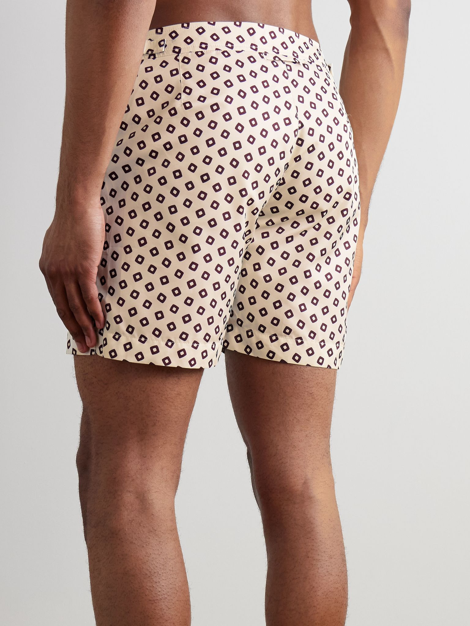 Bulldog Straight-Leg Mid-Length Printed Recycled Swim Shorts Ecru - 3