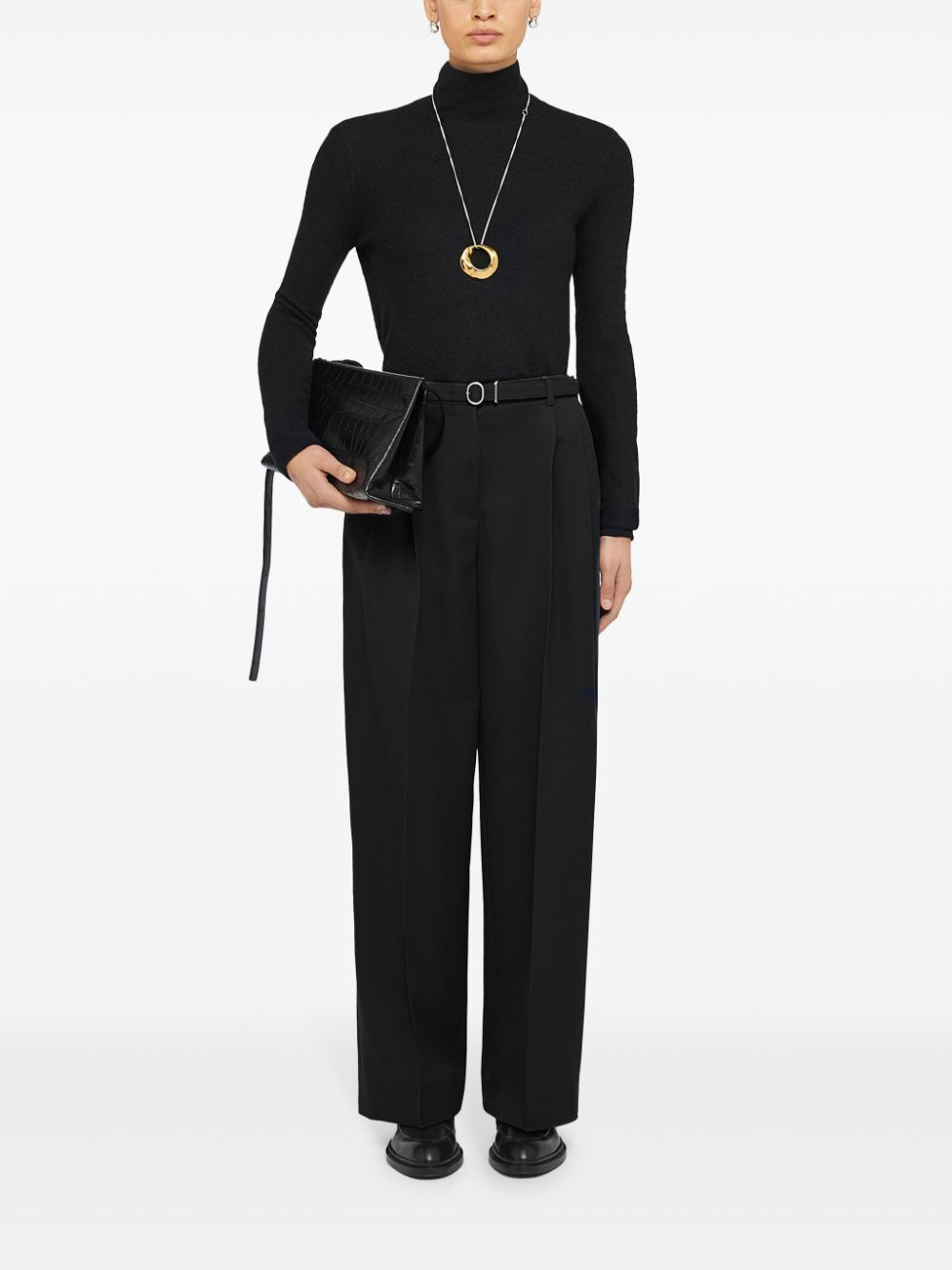 Jil Sander Women Long Relaxed Wide Leg Pleated Pant - 5