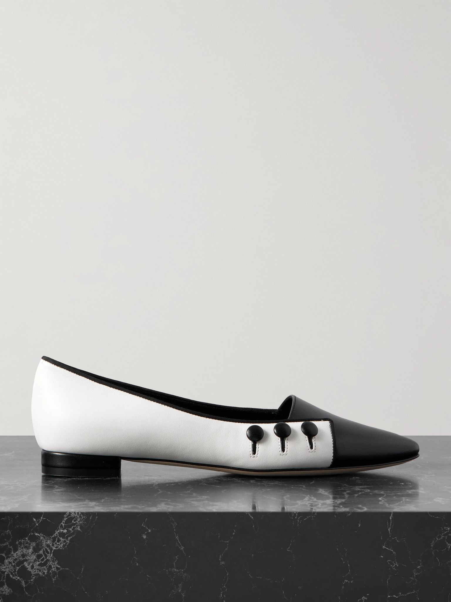 Seleuka button-embellished leather point-toe flats White - 1