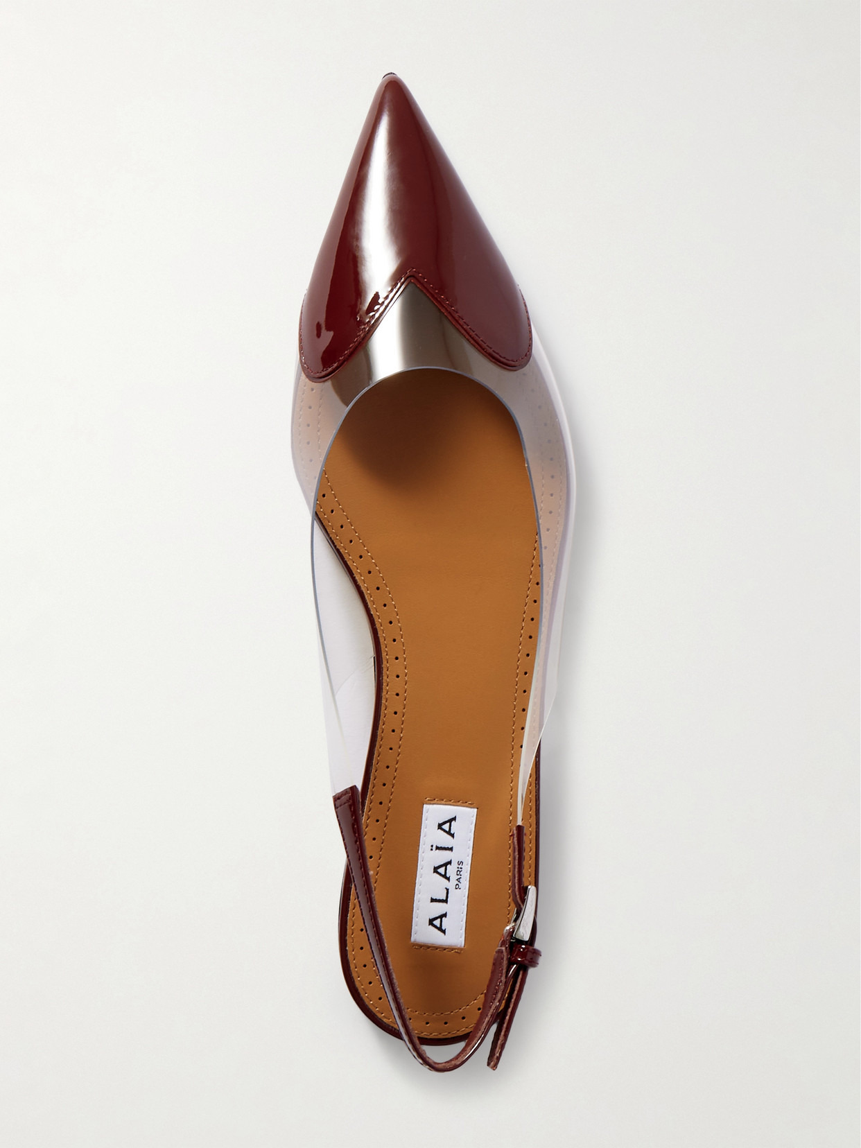 Le Caur Pu And Patent-leather Slingback Point-toe Flats - 5