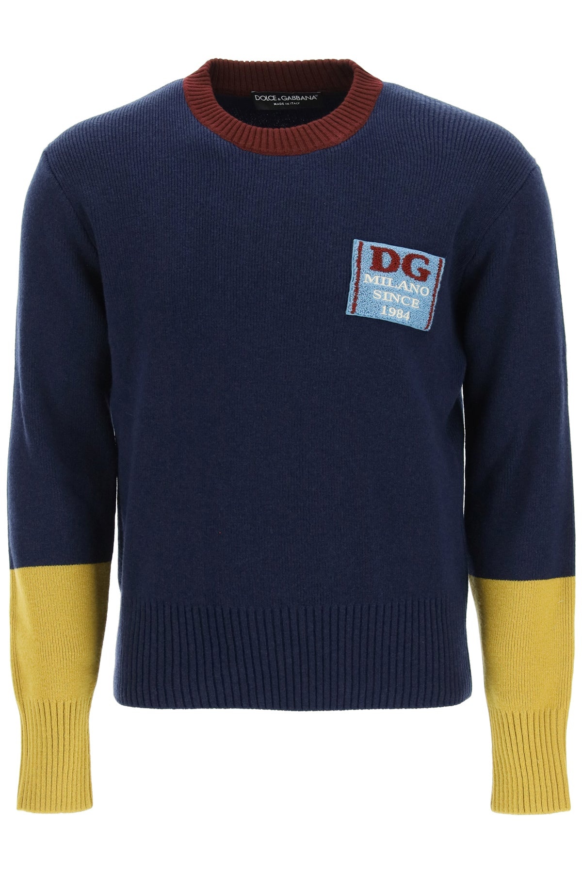 Dolce & Gabbana Wool Sweater With Logo Patch Men - 1