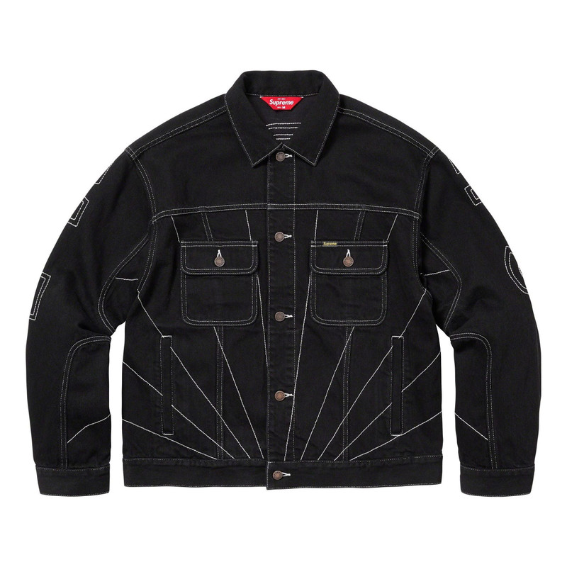 Supreme Radial Embroidered Denim Trucker Jacket 'Black White' SUP-FW23-055 - 1