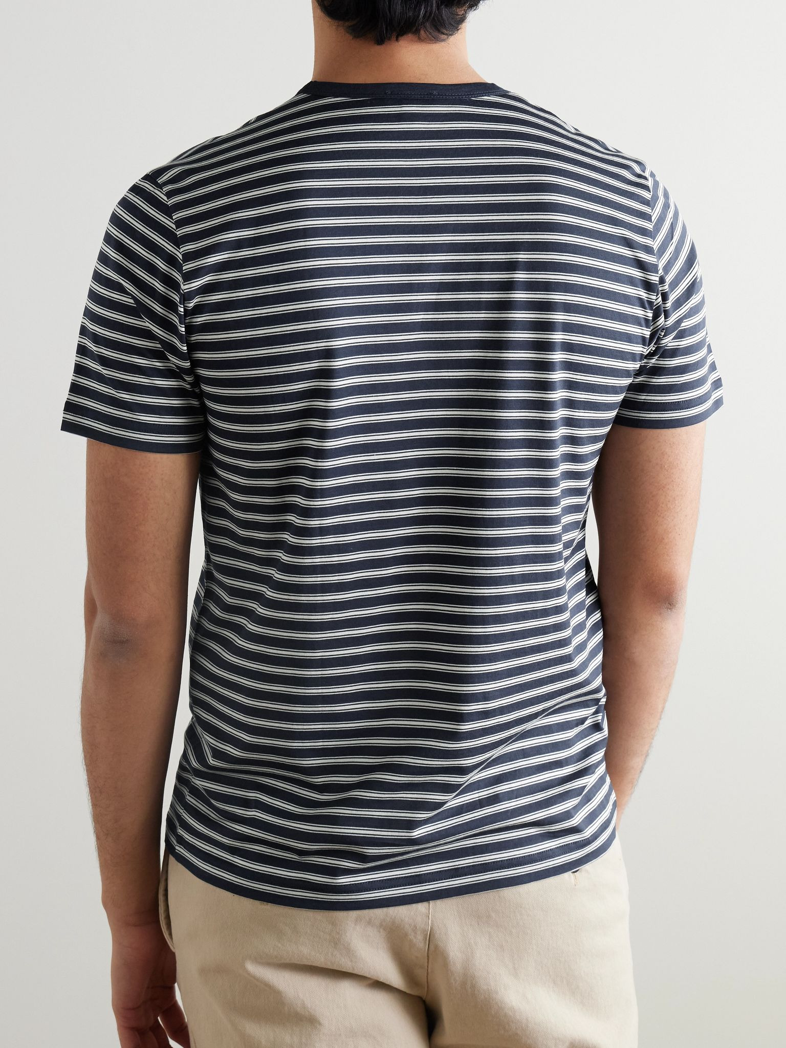 Striped Supima Cotton-Jersey T-Shirt Navy - 4