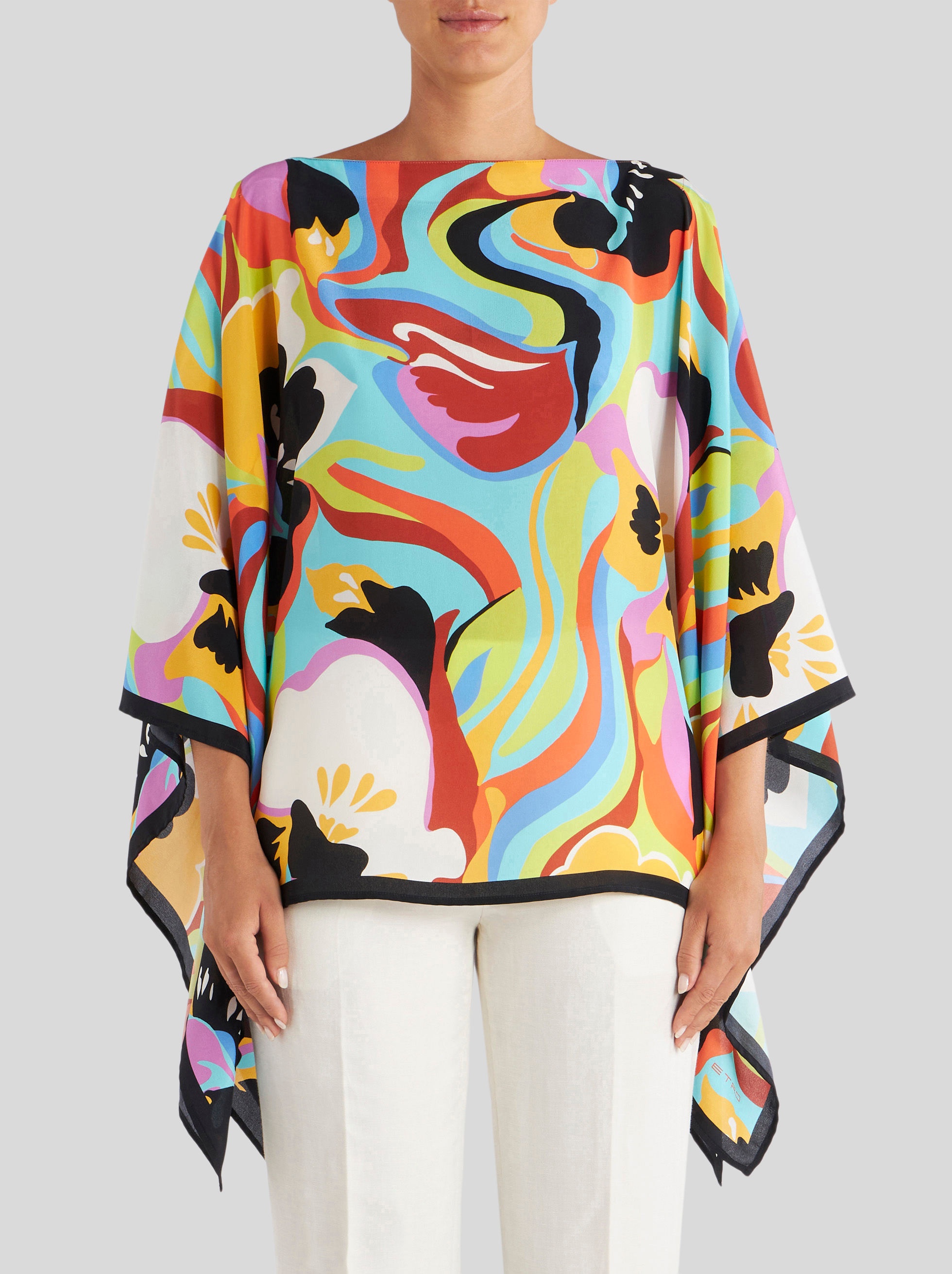 PRINTED SILK PONCHO - 2