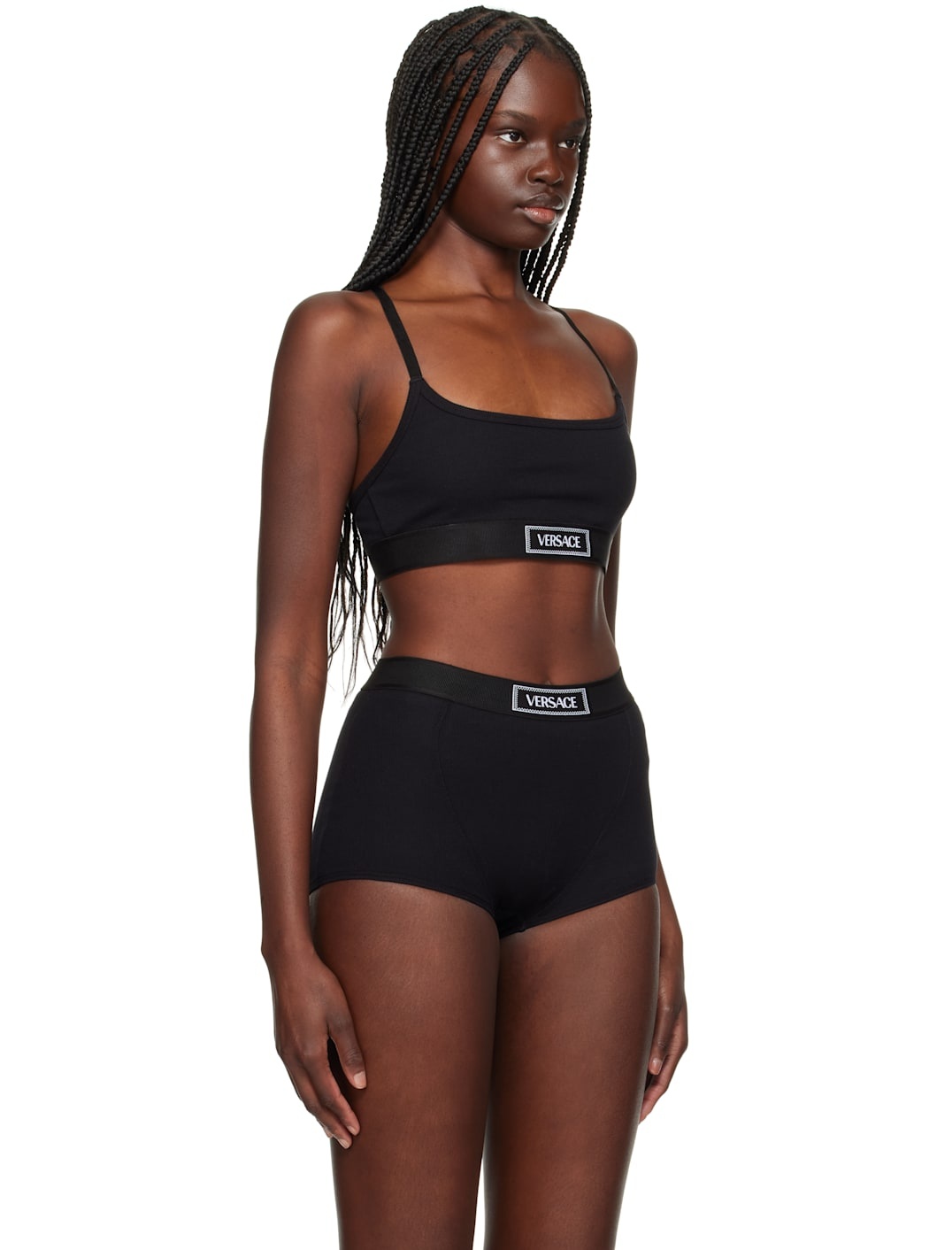 Black Bio Cotton Rib Bra - 2