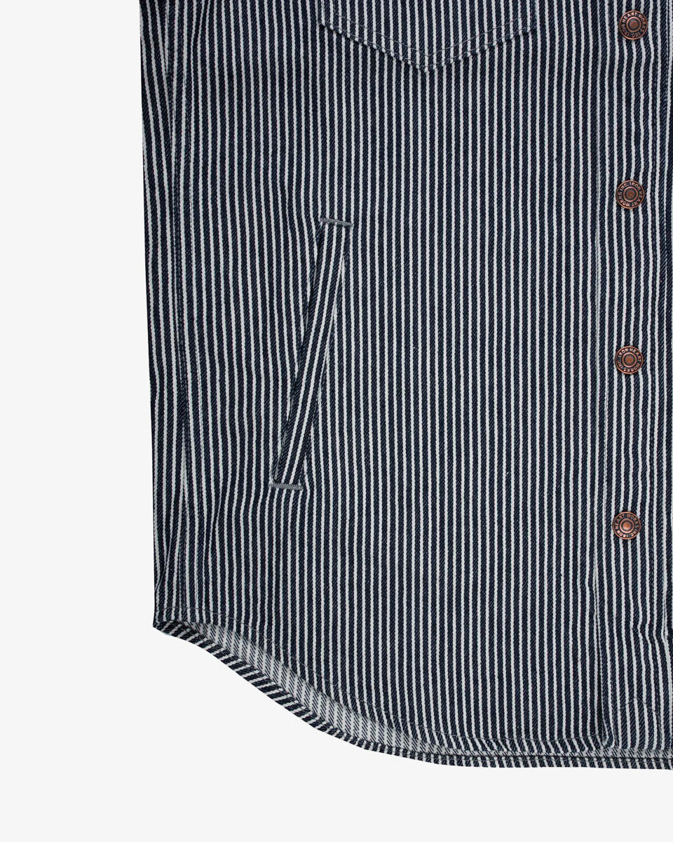 IHSH-421-IND 12oz Hickory Stripe CPO Shirt Indigo - 5