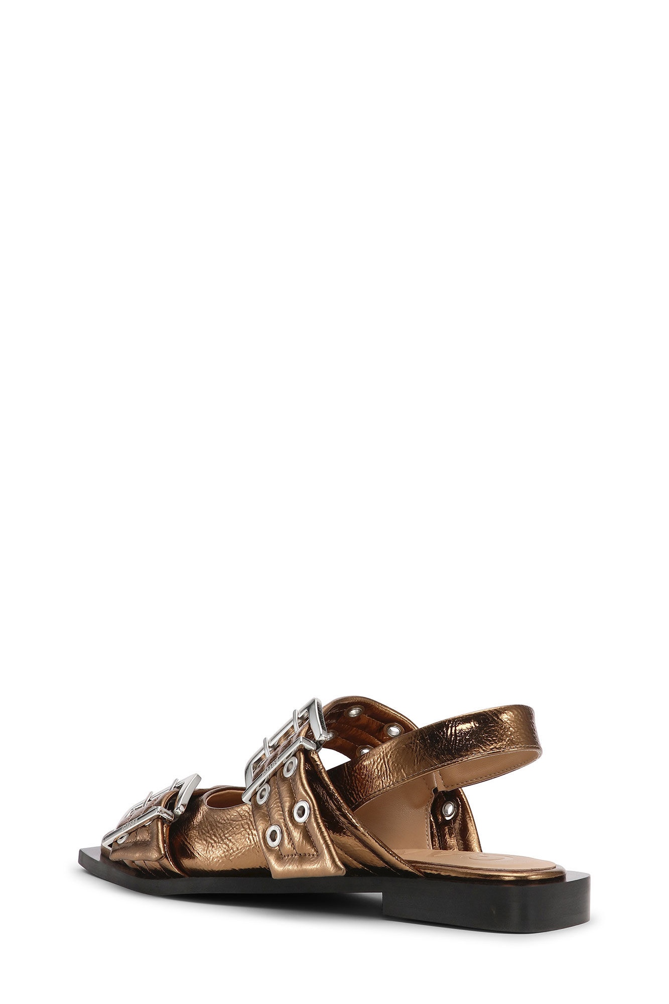 BROWN METALLIC FEMININE BUCKLE BALLERINAS - 3