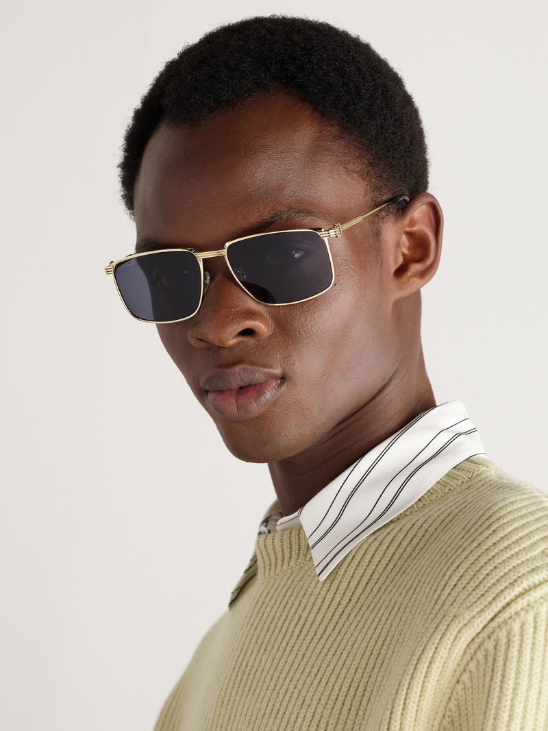 Cartier Première de Cartier Rectangular-Frame Gold-Tone Sunglasses Blue outlook