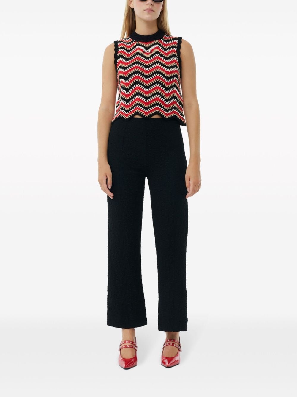 textured cropped trousers - 2